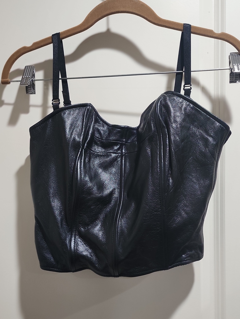 Y2K Wilsons Leather Maxima Black Leather Corset Top Womens M Bustier Crop Cami